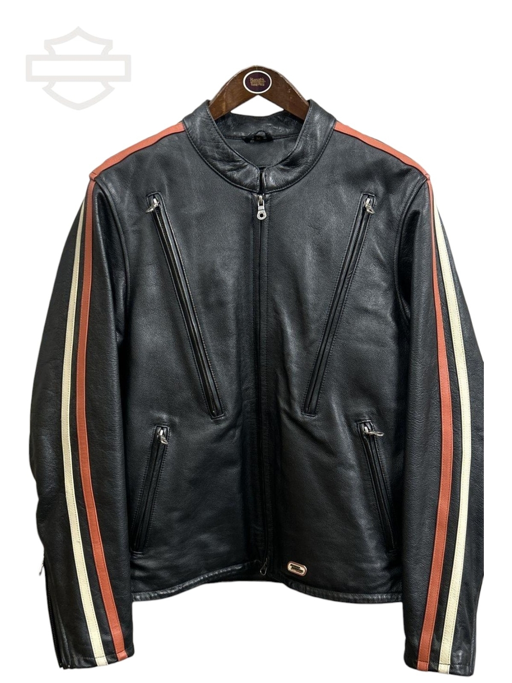 Vintage Harley-Davidson Men's Medium Black Leather Racing Jacket Removable Liner